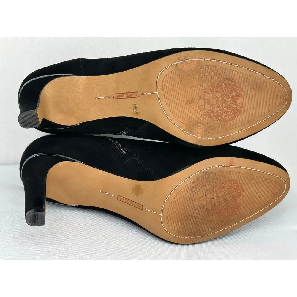 Vince Camuto Larmana Black Leather Side Zip Heel Bootie 9W